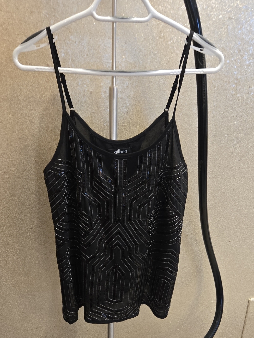 Mendocino Black Sequin Geometric Camisole